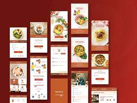 用于餐馆和食品的UI工具包订购PSD和草图的移动应用程序，美味的UI工具包