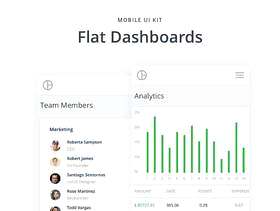 用于Sketch和XD，Mobile Flat Dashboards UI Kit的48个Flat Dashboard UI屏幕