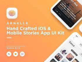 适用于Photoshop，Sketch和Adobe XD的优雅iOS社交媒体应用UI工具包，Arnelle iOS UI工具包