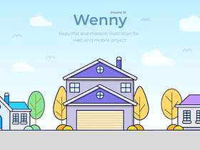 适用于iOS，Android，Web和Apps的家庭插图。，Wenny House插图