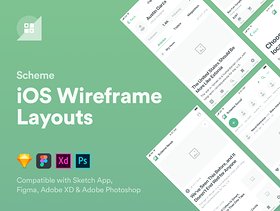 用于iOS原型设计的270多种布局的大量集合，Scheme iOS Wireframe Kit