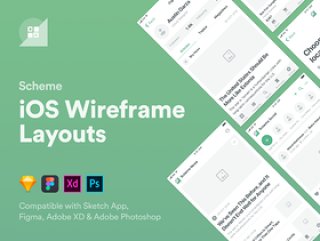 用于iOS原型设计的270多种布局的大量集合，Scheme iOS Wireframe Kit