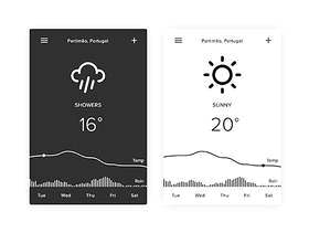 单色天气应用界面