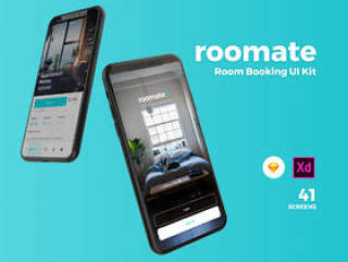 高品质的房间预订App UI套件专为Sketch和Adobe XD。，Roomate iOS UI套件而设计