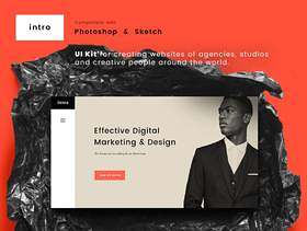 用于Photoshop和Sketch，Intro UI Kit的现代和简约UI工具包