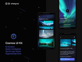 适用于Sketch的旅行和飞行Android UI工具包。，Cosmos UI工具包