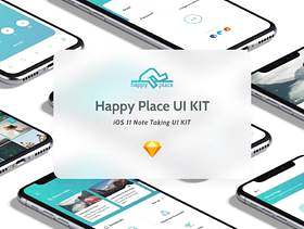 注意使用Sketch。，Happy Place UI Kit设计的iPhone X App UI工具包