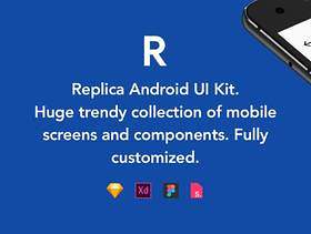 适用于Android的大量时尚手机屏幕和Material组件，Replica Android UI Kit