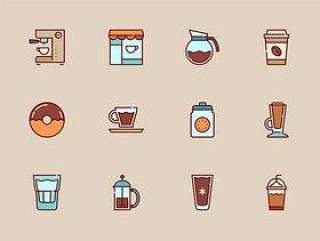50 枚咖啡店元素图标