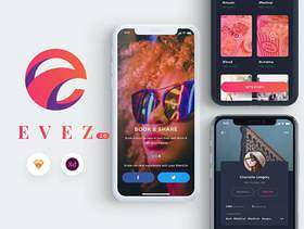用于Sketch＆XD的事件发现和预订应用UI工具包，Evez 2.0