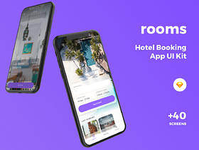 为Sketch。，Rooms Hotel UI Kit设计的高品质酒店预订应用UI套件
