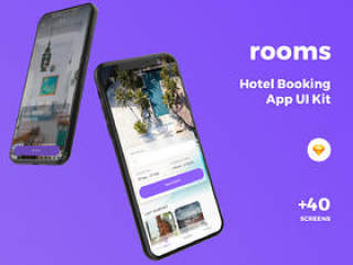 为Sketch。，Rooms Hotel UI Kit设计的高品质酒店预订应用UI套件
