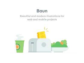 适用于iOS，Android，Web和Apps的图标和插图，Baun Easy Illustration