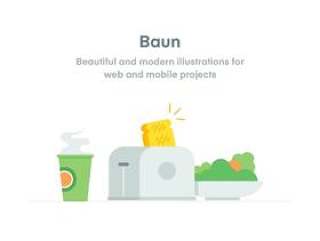 适用于iOS，Android，Web和Apps的图标和插图，Baun Easy Illustration