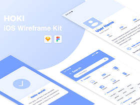 适用于iOS和Android的80+ Beautiful Screens线框套件，Hoki Mobile线框套件