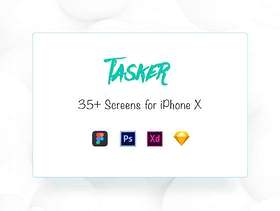 工作和任务相关的iPhone X应用程序的手工制作屏幕的集合。，Tasker iOS UI工具包