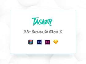 工作和任务相关的iPhone X应用程序的手工制作屏幕的集合。，Tasker iOS UI工具包