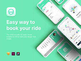 Taxi Mobile UI套件采用Sketch，XD和Figma，Aber UI Kit设计