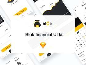 Premium Mobile Blockchain应用程序，具有用于Sketch。，Blok Financial UI Kit的完整UX UI