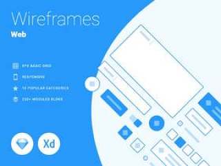 Sketch＆XD的Web，智能手机和平板电脑线框，响应式线框