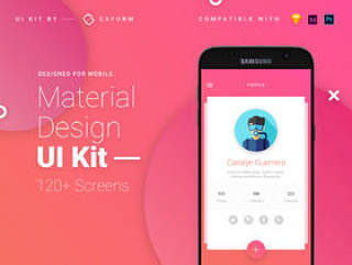 素描应用移动模板和Material Design UI元素，Matta Material UI Kit