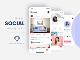 适用于Sketch，Social iOS App UI Kit的社交iOS App UI套件