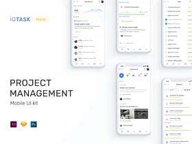 完美的UI工具包，用于Sketch，XD和Photoshop的项目管理。，IOTASK Mobile UI Kit
