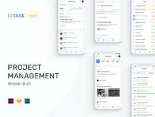 完美的UI工具包，用于Sketch，XD和Photoshop的项目管理。，IOTASK Mobile UI Kit