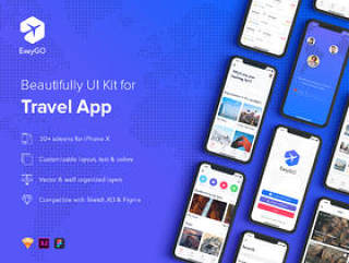 EasyGo - 适用于Iphone X，EasyGo的旅行应用UI工具包 - Travel App UI Kit