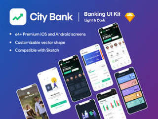 City Bank Light and Dark App UI套件，City Bank Light和Dark App UI套件