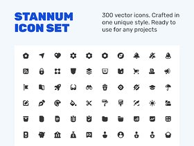 300个固体矢量图标。，斯坦纳姆图标集