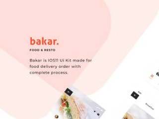 高级移动食品交付UI套件完整流程。，Bakar UI套件