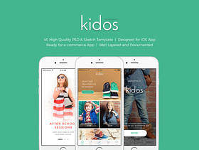 儿童服装iOS电子商务UI工具包，Kidos iOS UI工具包