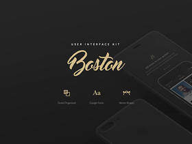 用于Sketch，Boston Mobile UI Kit中的移动应用程序的简洁清洁用户界面工具包