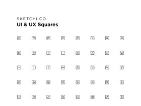 任何应用程序界面的标准图标，UI和UX Squares