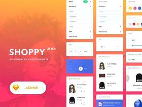 电子商务Sketch UI桌面UI工具包，Shoppy电子商务UI工具包