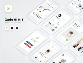 适用于Sketch，Photoshop和XD的90多款iOS手机屏幕模板，Zade Mobile UI KIT