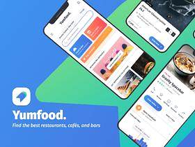 找到最好的餐馆，咖啡馆和酒吧，YumFood - Mobile App UI套件