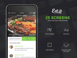 用于食品交付的iOS移动UI工具包，Eat It UI Kit