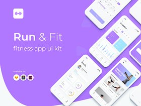 Run＆Fit Fitness App UI套件采用Sketch，XD和Figma，Run＆Fit Fitness App UI套件设计