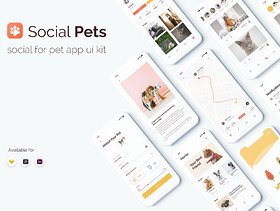 社交宠物应用程序UI工具包设计在Sketch，XD和Figma，社交宠物应用程序UI工具包