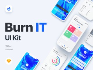 适用于Sketch。，BURNIT UI套件的健身iOS UI套件