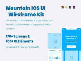 iOS UI线框套件，适用于XD，Illustrator，Photoshop和Sketch。，Mountain iOS UI线框套件