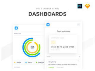 40个移动仪表板UI屏幕专为Sketch和Photoshop设计，40个移动仪表板UI工具包