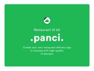 用于餐厅食品配送订单的多功能iPhone X Sketch UI套件，Panci UI套件