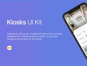 草图iOS UI套件灵感来自Etsy.com，Kiosks UI Kit