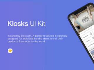 草图iOS UI套件灵感来自Etsy.com，Kiosks UI Kit