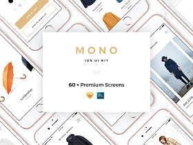 Mono iOS UI工具包，60多个电子商务项目的手机屏幕