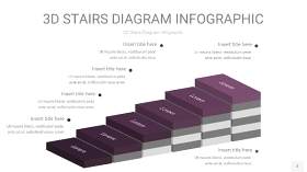 渐变深紫色3D阶梯PPT图表2