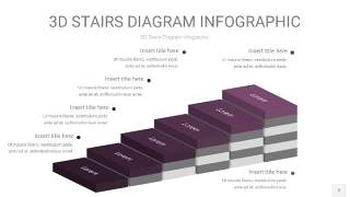 渐变深紫色3D阶梯PPT图表2